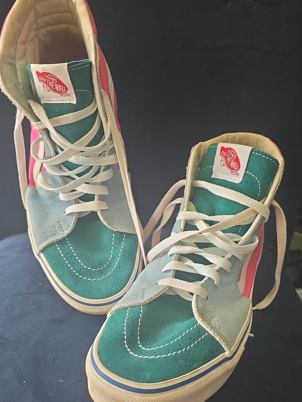 Vans Women's High-Top Sneakers in Teal and Pink
